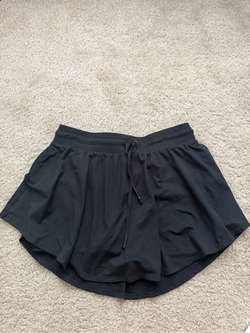 Fabletics Black Athletic Drawstring Skort-Style Shorts